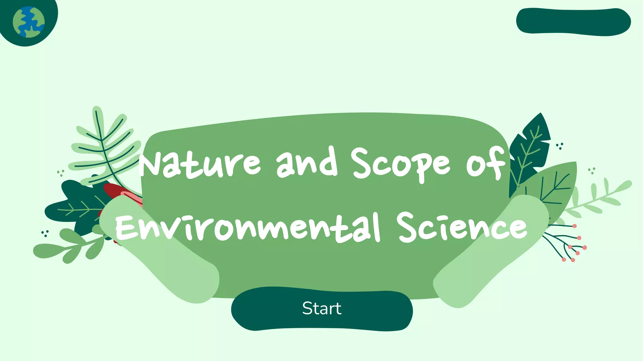 Nature and Scope of
Environmental Science
Start
 