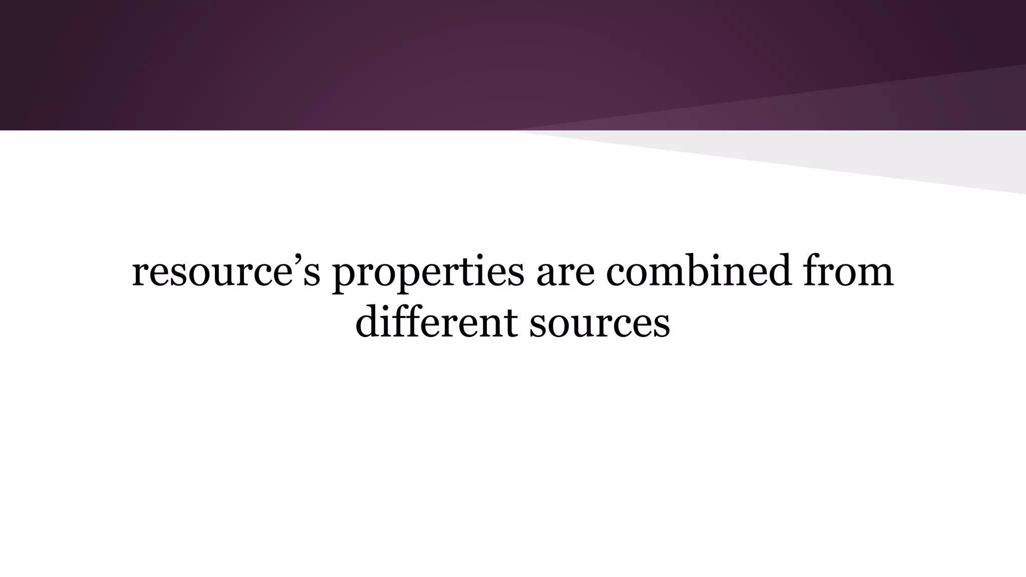 resource’s properties are combined from
different sources
 