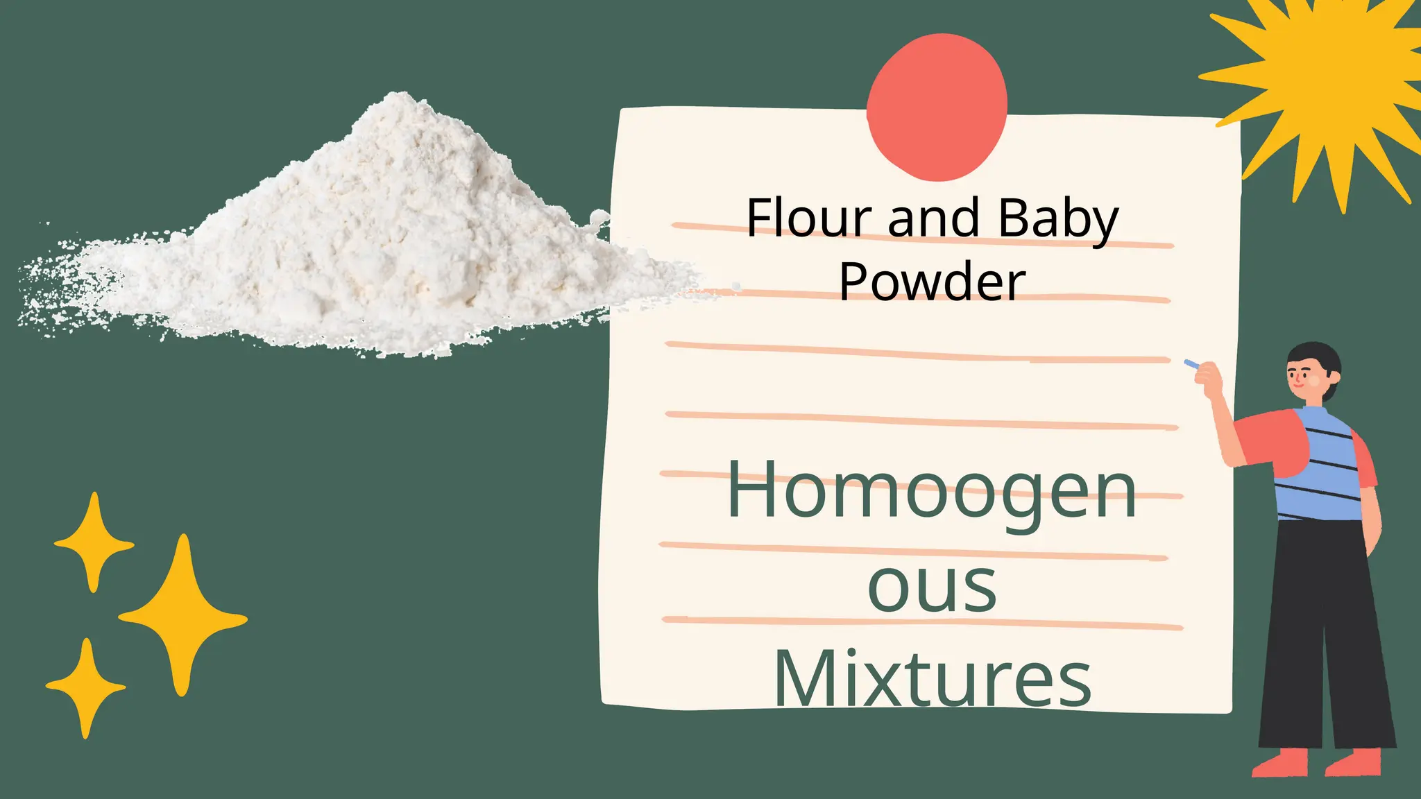 Flour and Baby
Powder
Homoogen
ous
Mixtures
 