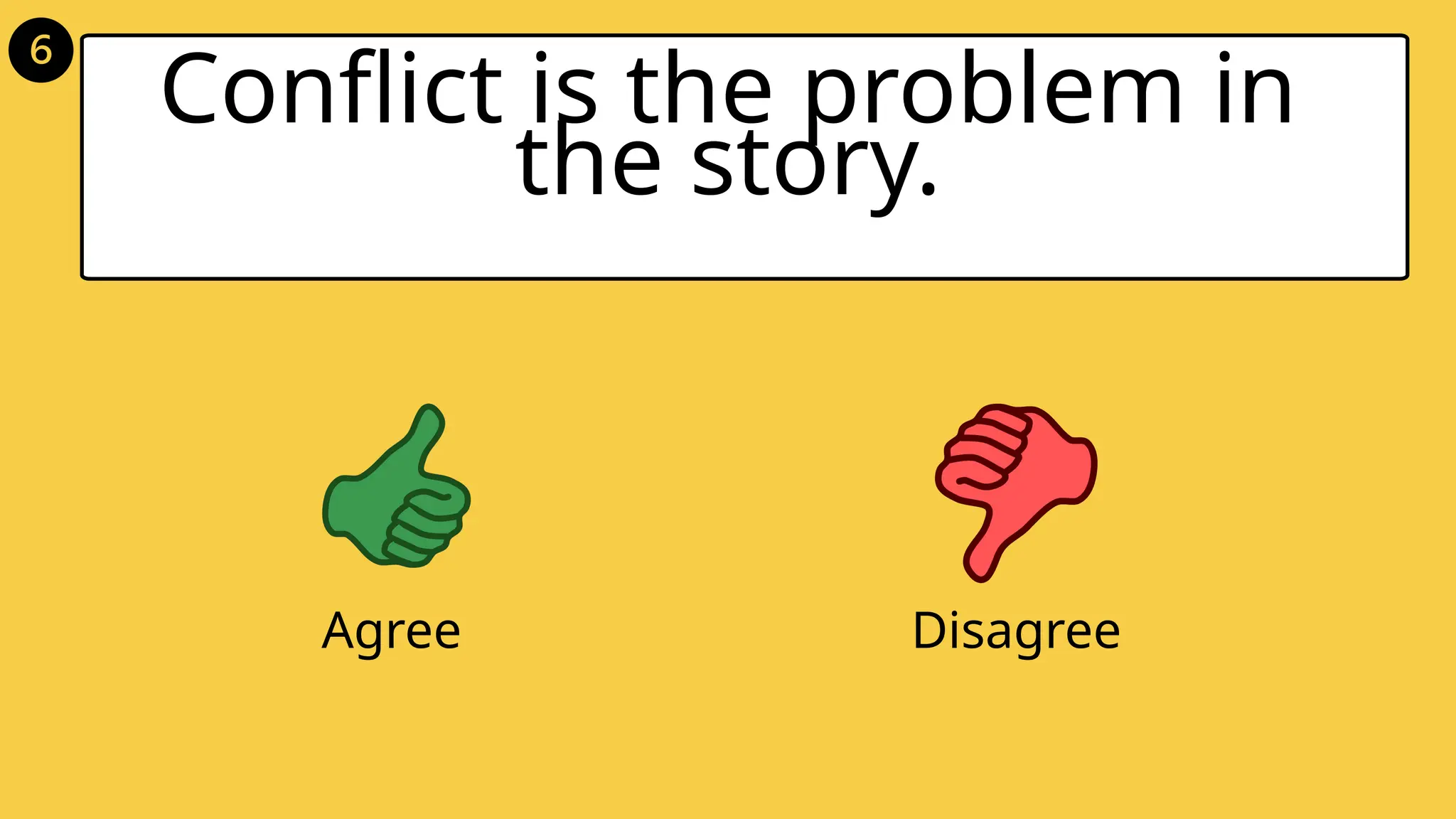 Conflict is the problem in
the story.
Agree Disagree
 