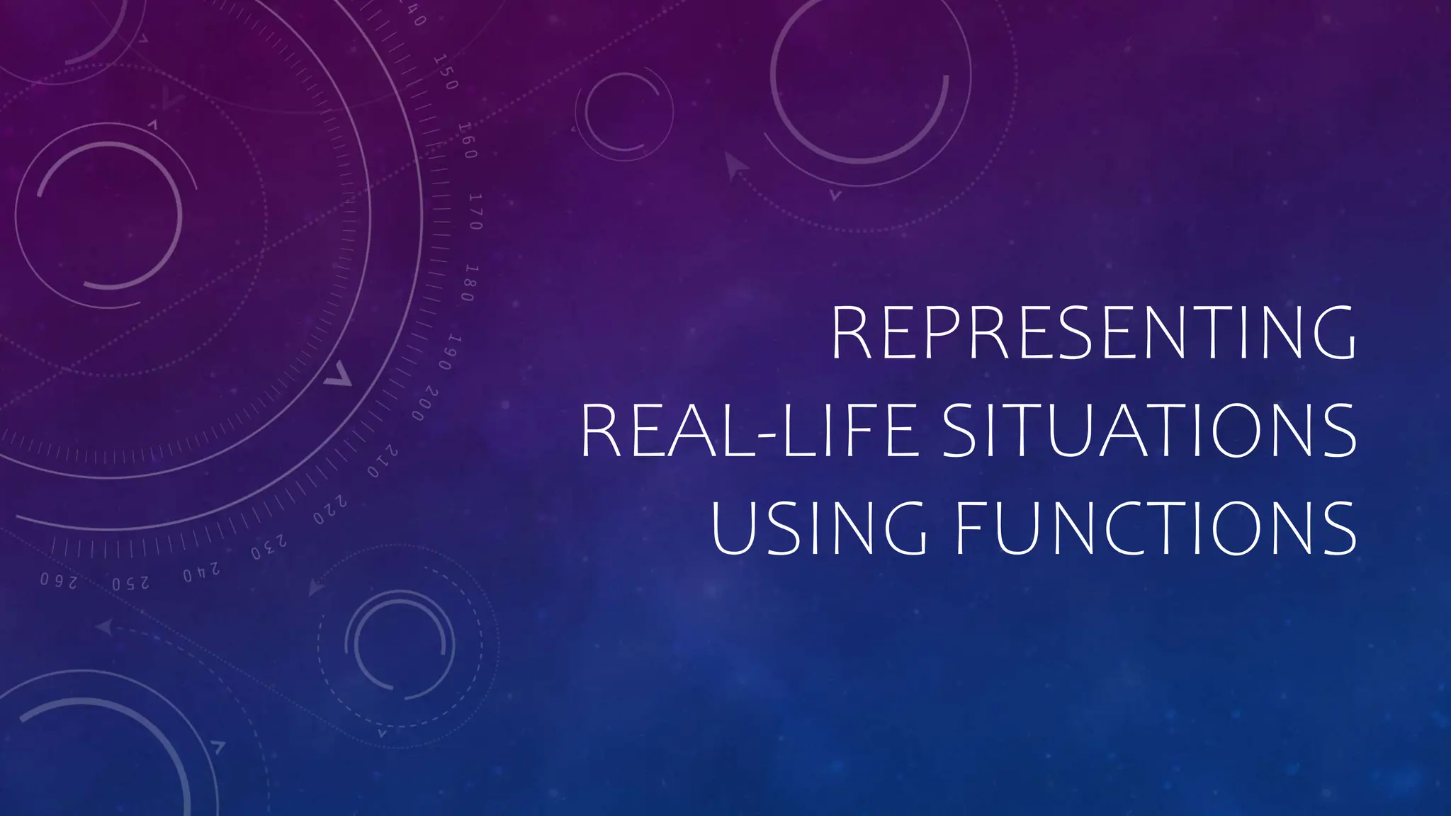 REPRESENTING
REAL-LIFE SITUATIONS
USING FUNCTIONS
 