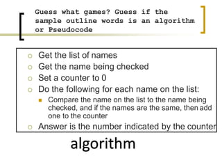 algorithm and Pseudocode | PPTX