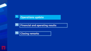 Operations update
#1
Financial and operating results
#2
Closing remarks
#3
 