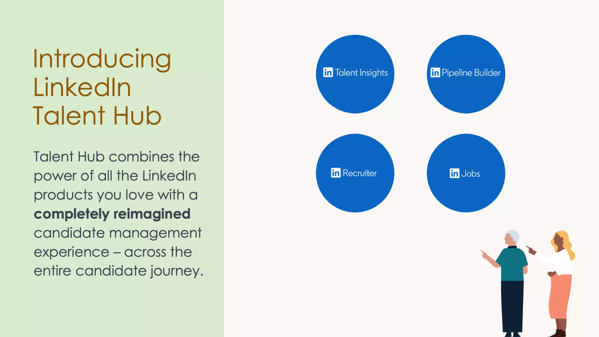 Introducing
LinkedIn
Talent Hub
Talent Hub combines the
power of all the LinkedIn
products you love with a
completely reimagined
candidate management
experience – across the
entire candidate journey.
 