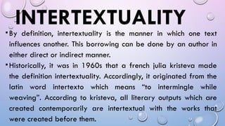 Intermingle Def Understanding Intertextuality as a Dramatic Technique in Literature | PPTX