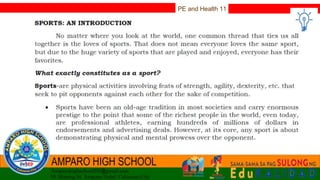 PE and Health 11
 