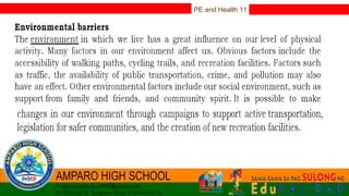 PE and Health 11
 