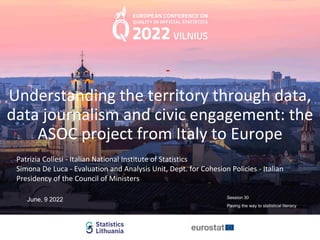 Understanding the territory through data,
data journalism and civic engagement: the
ASOC project from Italy to Europe
June...
