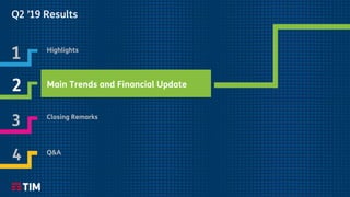 5
Q2 ’19 Results
1
2
3
4
Q2 ’19 Results
Q&A
Closing Remarks
Highlights
Main Trends and Financial Update
 