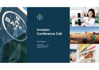///////////
Investor
Conference Call
Q2 2019 Results
July 30, 2019
Werner Baumann, CEO
Wolfgang Nickl, CFO
Pictures to be updated
 