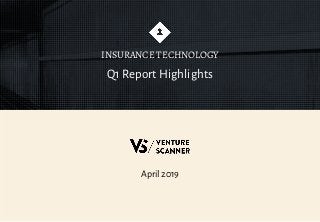 April 2019
Q1 Report Highlights
INSURANCE TECHNOLOGY
 