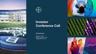 ///////////
Investor
Conference Call
Q2 2022 Results
August 4th, 2022
Werner Baumann, CEO
Wolfgang Nickl, CFO
 