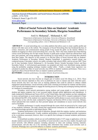 Effect of Social Network Sites on Students’ Academic Performance in ...
