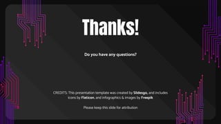 CREDITS: This presentation template was created by Slidesgo, and includes
icons by Flaticon, and infographics & images by Freepik
Thanks!
Do you have any questions?
Please keep this slide for attribution
 