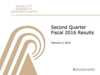February 4, 2016
Second Quarter
Fiscal 2016 Results
 