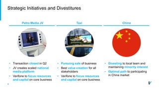 6
Strategic Initiatives and Divestitures
Petro Media JV Taxi China
• Transaction closed in Q2
• JV creates scaled national
media platform
• Verifone to focus resources
and capital on core business
• Pursuing sale of business
• Best value creation for all
stakeholders
• Verifone to focus resources
and capital on core business
• Divesting to local team and
maintaining minority interest
• Optimal path to participating
in China market
 