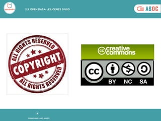 2.3 OPEN DATA: LE LICENZE D’USO
COSA SONO I DATI APERTI
 