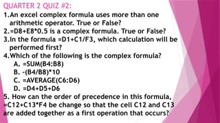 MS Excel Basic Formula and and its Functions | PPT