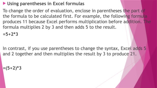 MS Excel Basic Formula and and its Functions | PPT