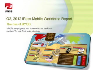 Q2, 2012 iPass Mobile Workforce Report
The rise of BYOD
Mobile employees work more hours and are
inclined to use their own devices
 