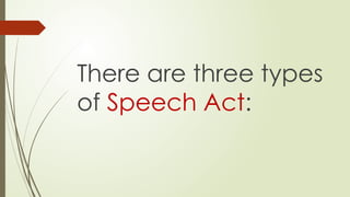 There are three types
of Speech Act:
 