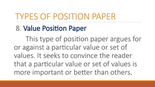 Second Quarter Lesson Three Types of Position Paper.pptx
