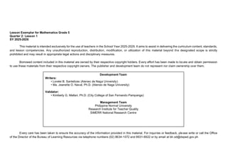 Math 5 Quarter 2 Lesson 1 and 2 Week 1&2 | PDF