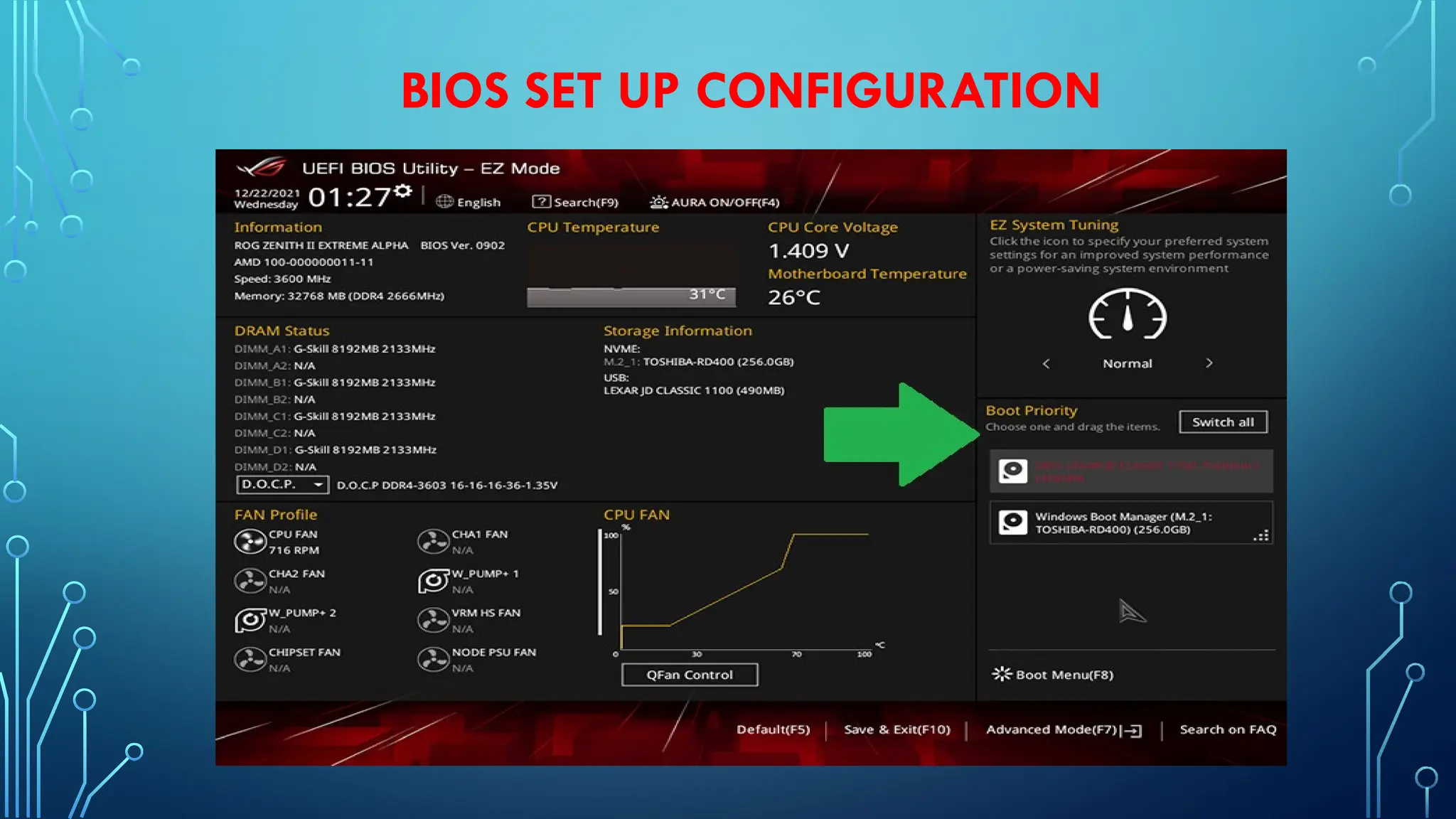 BIOS SET UP CONFIGURATION
 