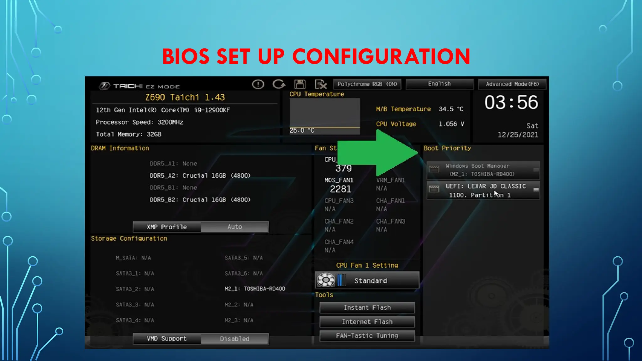 BIOS SET UP CONFIGURATION
 