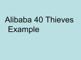 Alibaba 40 Thieves
Example
 