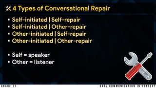 Conversational Routines Repairs Oral Comm | Types of Conversational Repair | PDF
