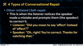 Conversation Repairs Example Oral Comm | Types of Conversational Repair | PDF