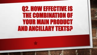 Q2. HOW EFFECTIVE IS
THE COMBINATION OF
YOUR MAIN PRODUCT
AND ANCILLARY TEXTS?
 