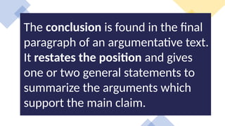 KEY STRUCTURAL ELEMENTS AND LANGUAGE FEATURES OF AN ARGUMENTATIVE TEXT ...
