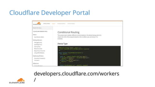 Cloudflare Developer Portal
developers.cloudflare.com/workers
/
 