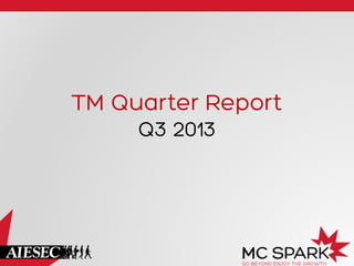 TM Quarter Report
Q3 2013
 