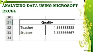 ANALYZING DATA USING MICROSOFT
EXCEL
HarveyTabamo
 