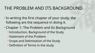 Comprehensive Guide to Writing Chapter 1: The Problem and Its ...
