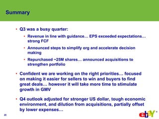 eBay 2008, Q3 Earnings