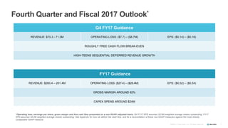 7
Fourth Quarter and Fiscal 2017 Outlook*
©2008-17 New Relic, Inc. All rights reserved.
Q4 FY17 Guidance
REVENUE: $70.3 - ...