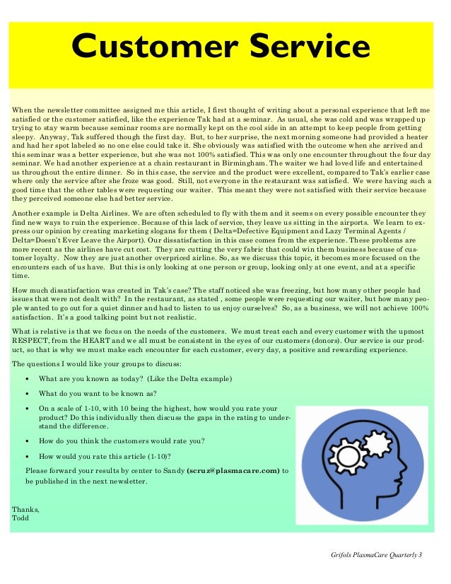 customer service newsletter examples