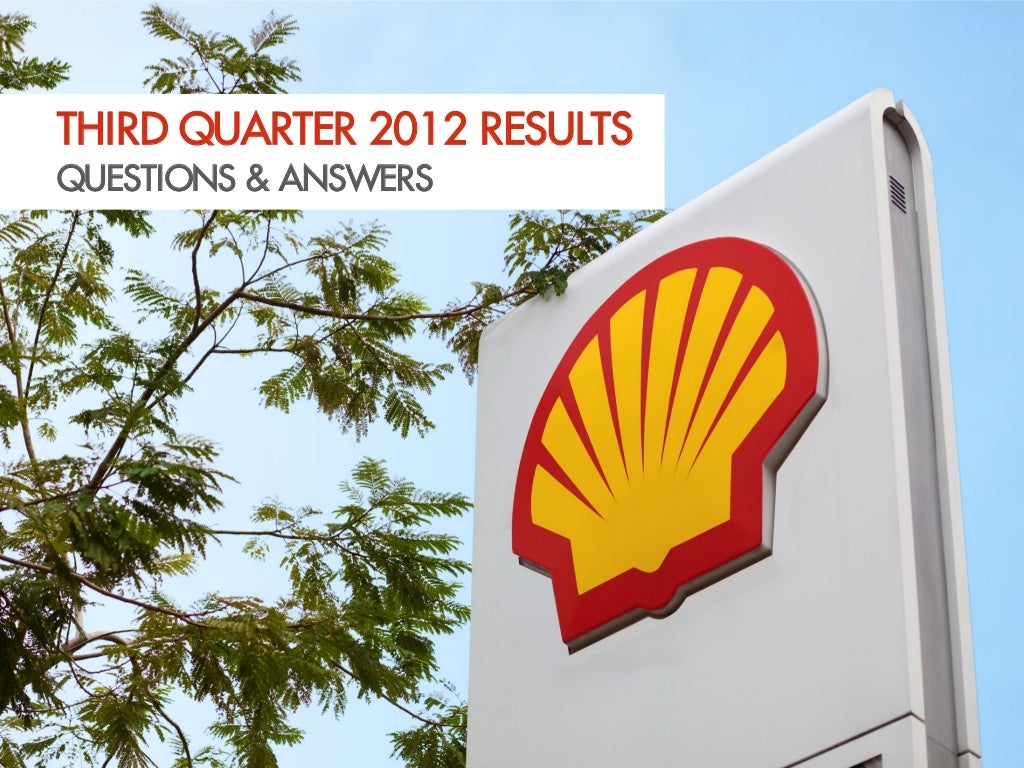 THIRD QUARTER 2012 RESULTS QUESTIONS