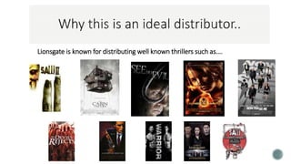 Lionsgate is known for distributing well known thrillers such as….
 