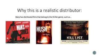 Warp has distributed films that belong to the thriller genre, such as…
 