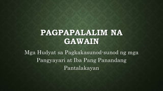PAGPAPALALIM NA
GAWAIN
Mga Hudyat sa Pagkakasunod-sunod ng mga
Pangyayari at Iba Pang Panandang
Pantalakayan
 