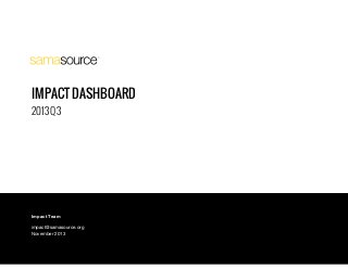IMPACT DASHBOARD
2013 Q3

Impact Team
impact@samasource.org
November 2013

 
