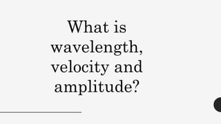 What is
wavelength,
velocity and
amplitude?
 