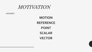 MOTIVATION
ANSWERS
MOTION
REFERENCE
POINT
SCALAR
VECTOR
 