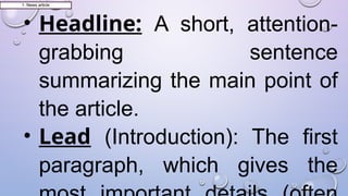 Short Journalistic Text Example Q3 G8 Lesson 1 TYPES OF JOURNALISTIC TEXTS.pptx