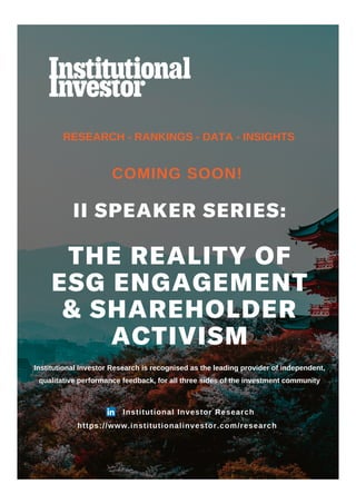 Q3  Institutional Investor Speaker Series: Activism and ESG